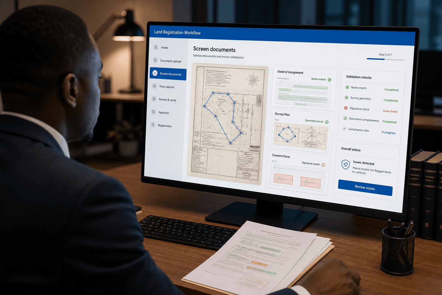 Automated screening of deed and survey documents